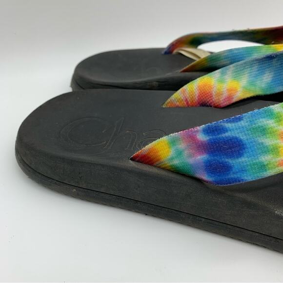 Chaco Chillos Dark Rainbow Tie Dye Flip Flop Outdoor Gorpcore River Comfort - 12 - Picture 2 of 11